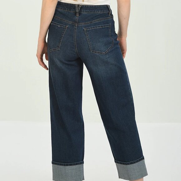 NEW D. JEANS High Waist Recycle Wide Leg Ankle Jeans With Fixed Cuffs 168mn - Picture 6 of 8